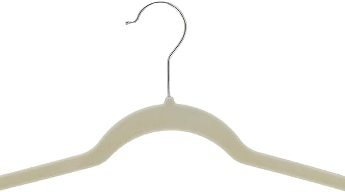 Slim, Velvet, Non-Slip Suit Clothes Hangers, Ivory/Beige- Pack of 30