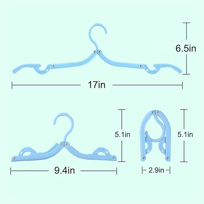 10 PCS Portable Folding Clothes Hangers Retractable Plastic Non Slip Clothing Hangers for Kids and Adults