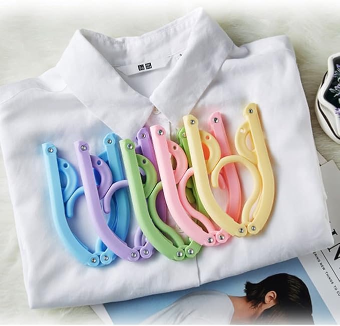 10 PCS Portable Folding Clothes Hangers Retractable Plastic Non Slip Clothing Hangers for Kids and Adults