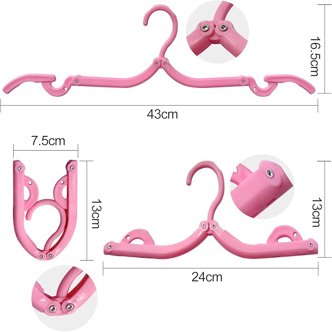 12 Pcs Travel Hangers,Portable Folding Clothes Hangers ,Clothes Drying Rack for Home and Travel (3 Color)
