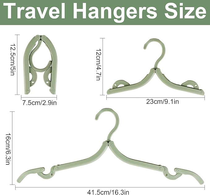 20 Pcs Foldable Travel Hangers for Suitcase, Portable Clothes Foldable Hanger for Travel, Retractable Clothes Hanger Drying Rack