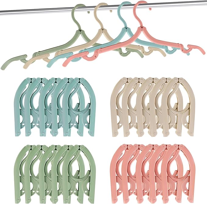 20 Pcs Foldable Travel Hangers for Suitcase, Portable Clothes Foldable Hanger for Travel, Retractable Clothes Hanger Drying Rack