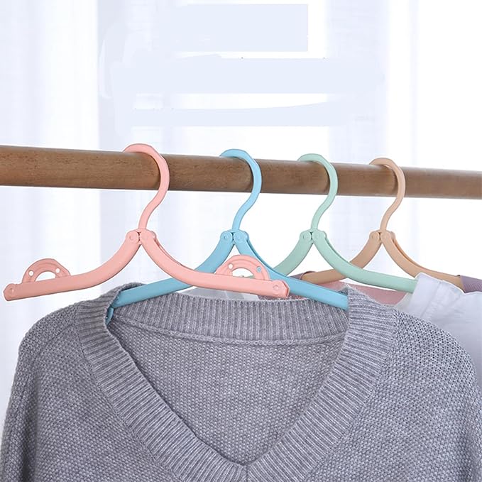 12Pcs Travel Hangers Foldable Portable Plastic Hangers Folding Clothes Hangers Space Saving Clothes Hangers for Business Trip Travel
