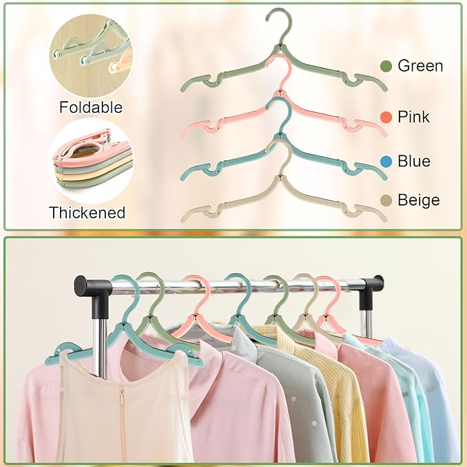 20 Pcs Foldable Travel Hangers for Suitcase, Portable Clothes Foldable Hanger for Travel, Retractable Clothes Hanger Drying Rack