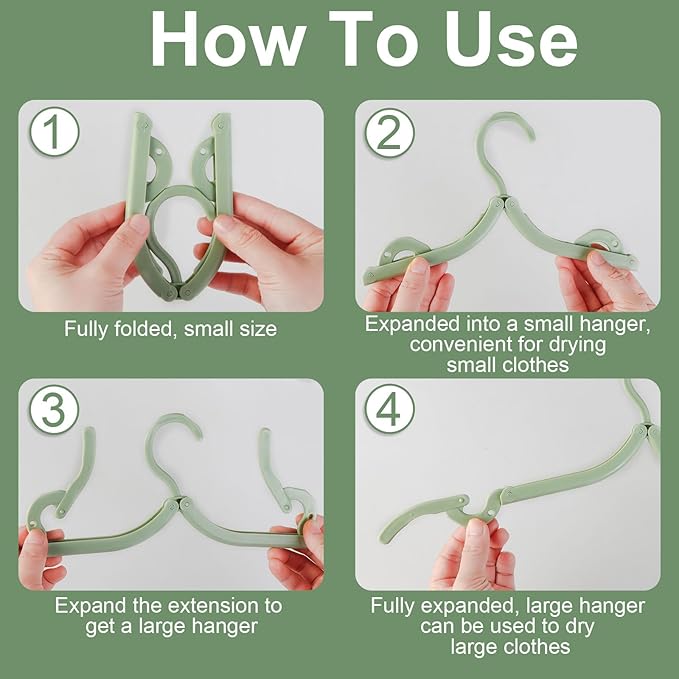 20 Pcs Foldable Travel Hangers for Suitcase, Portable Clothes Foldable Hanger for Travel, Retractable Clothes Hanger Drying Rack
