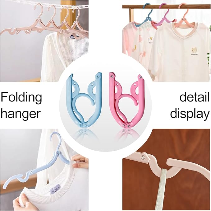 12 Pcs Travel Hangers,Portable Folding Clothes Hangers ,Clothes Drying Rack for Home and Travel (3 Color)