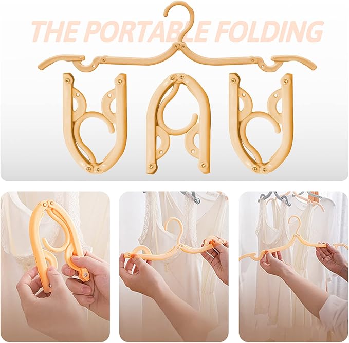 12 Pcs Travel Hangers,Portable Folding Clothes Hangers ,Clothes Drying Rack for Home and Travel (3 Color)