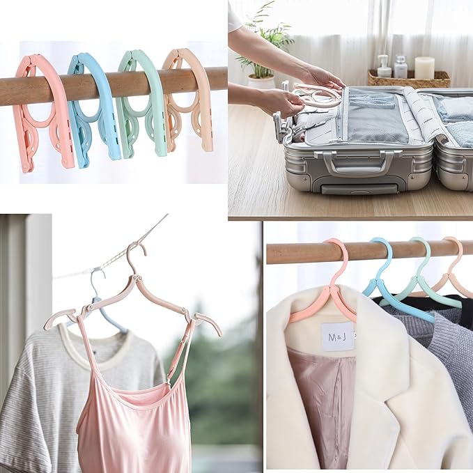 12Pcs Travel Hangers Foldable Portable Plastic Hangers Folding Clothes Hangers Space Saving Clothes Hangers for Business Trip Travel