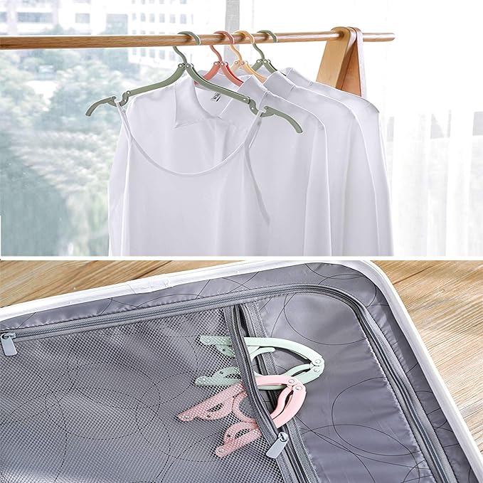 10 PCS Portable Folding Clothes Hangers Retractable Plastic Non Slip Clothing Hangers for Kids and Adults