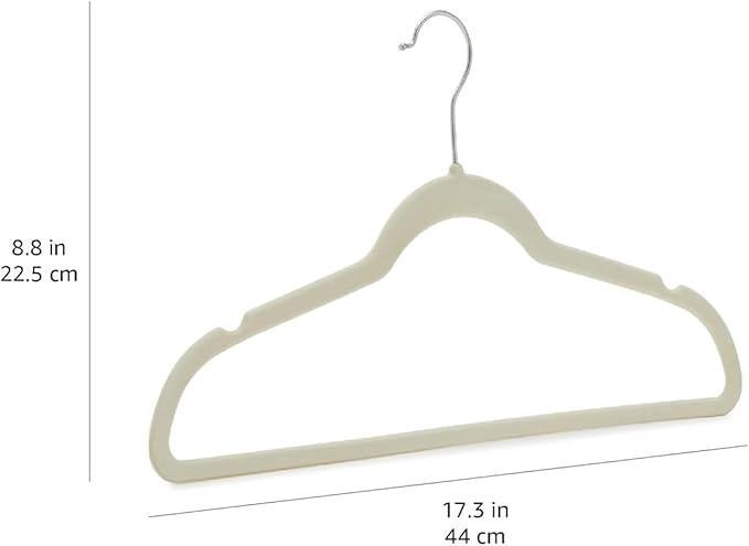 Slim, Velvet, Non-Slip Suit Clothes Hangers, Ivory/Beige- Pack of 30