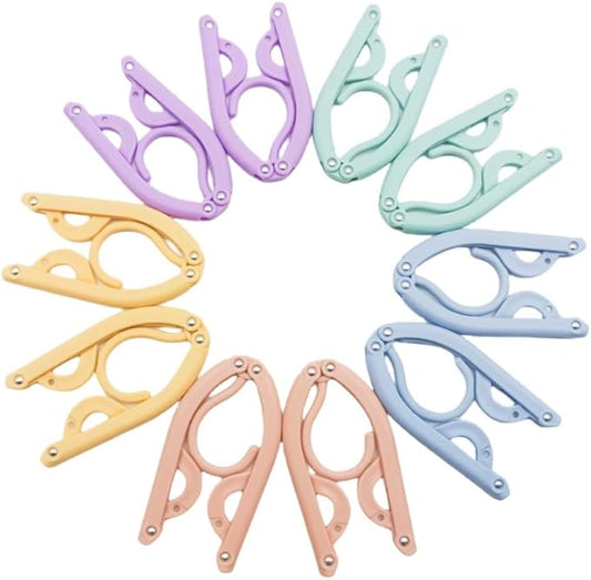 10 Pieces Travel Hangers Travel Accessories Portable Folding Clothes Drying Rack for Traveling(Colorful)