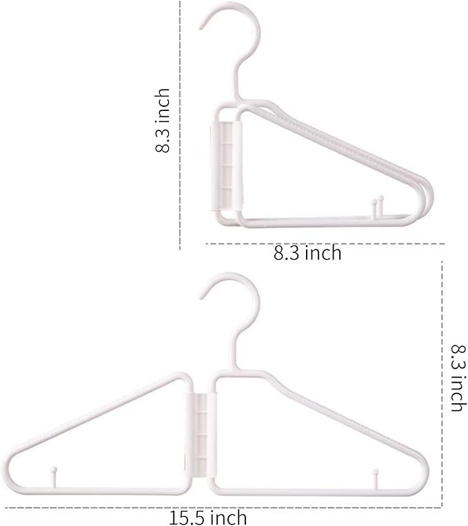 8 Pcs Foldable Hangers, Plastic Collapsible Hangers, Portable Folding Clothes Hanger, Foldable Travel Hangers, Foldable Hangers for Travel, Cruise, Home, Bedroom, Dorm (White)