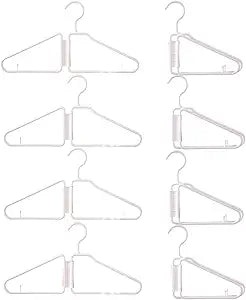 8 Pcs Foldable Hangers, Plastic Collapsible Hangers, Portable Folding Clothes Hanger, Foldable Travel Hangers, Foldable Hangers for Travel, Cruise, Home, Bedroom, Dorm (White)