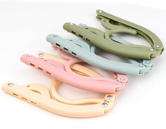 12 Pcs Plastic Folding Clothes Hangers Portable Travel Hangers Household Multifunctiona Hanger Clothes Drying Rack for Travel Dormitory School Hotel and Home (4 Colors)