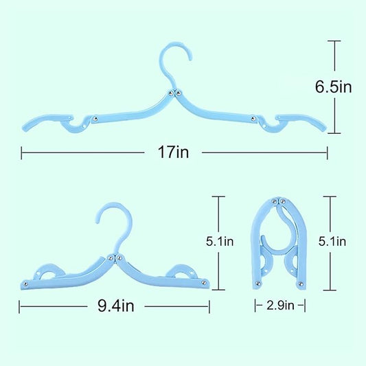 10 PCS Portable Folding Clothes Hangers Retractable Plastic Non Slip Clothing Hangers for Kids and Adults