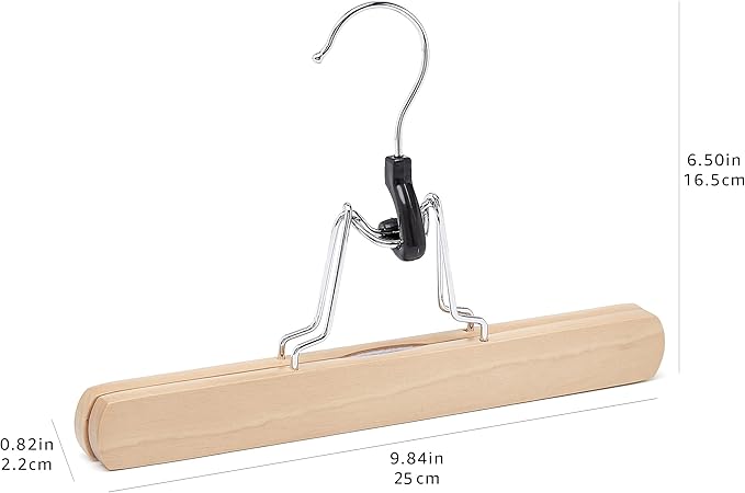 Sturdy Wooden Pants Hangers - Natural, 10-Pack