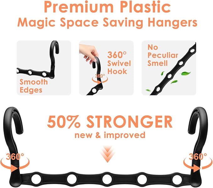 Closet Organizers and Storage, Sturdy Space Saving Hanger for Heavy Clothes, Upgraded Cascading Hangers, Magic Closet Organization Clothes Hangers, College Dorm Room Essentials for Girls, 8 Pack