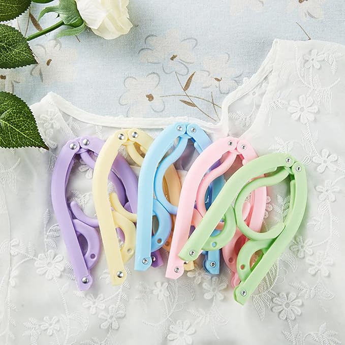 10 PCS Portable Folding Clothes Hangers Retractable Plastic Non Slip Clothing Hangers for Kids and Adults