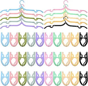 40 Pcs Foldable Travel Hangers Plastic Portable Folding Clothes Hangers Cruise Ship Essentials for Travel Cruises Suitcase Dormitory School Hotel Women Laundry Coat Bag Drying(Multicolor)