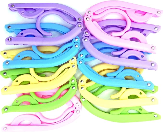 10 PCS Portable Folding Clothes Hangers Retractable Plastic Non Slip Clothing Hangers for Kids and Adults