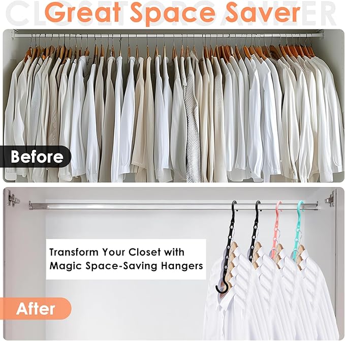 Closet Organizers and Storage, Sturdy Space Saving Hanger for Heavy Clothes, Upgraded Cascading Hangers, Magic Closet Organization Clothes Hangers, College Dorm Room Essentials for Girls, 8 Pack