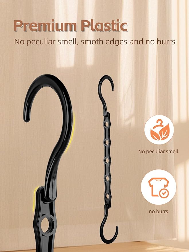 Space Saving Hangers 10 Pack, Premium Smart Hanger Hooks, Sturdy Cascading Hangers with 5 Holes for Heavy Clothes, Closet Organizers and Storage, College Dorm Room Essentials