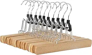 Sturdy Wooden Pants Hangers - Natural, 10-Pack