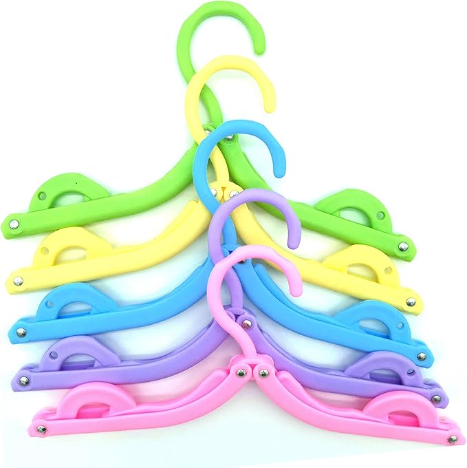 10 PCS Portable Folding Clothes Hangers Retractable Plastic Non Slip Clothing Hangers for Kids and Adults